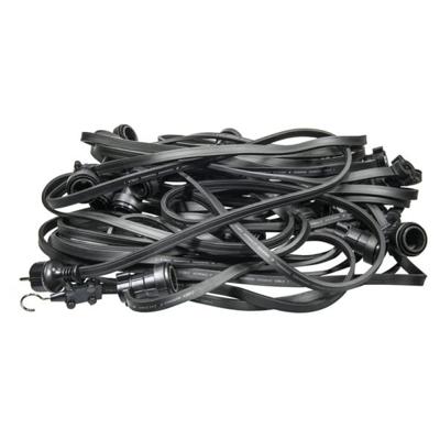 Prikkabel compleet met 100 fittingen E27 IP44 100 meter zwart professioneel gebruik