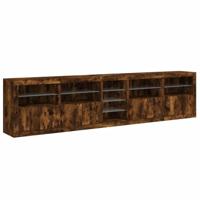 Dressoir met LED-verlichting 283,5x37x67 cm gerookt eikenkleur - thumbnail