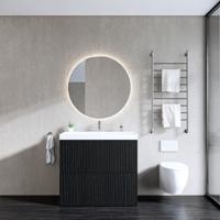 Onderkast Gliss Design Hades 2 Softclose Laden 100x84.5x45cm Houtskool Eiken (wastafel keuze) - thumbnail