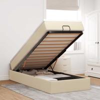 Ottoman bed met matras 80x200cm stof crèmekleurig - thumbnail