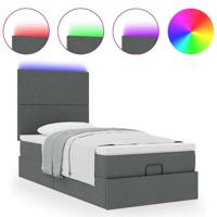 Ottoman bed met matras en LED's 120x190 cm stof donkergrijs - thumbnail