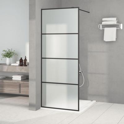 VidaXL Inloopdouchewand 80x195 cm mat esg-glas zwart