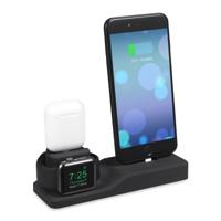 3 in 1 Premium siliconen Stand Charging Dock voor AirPods & Apple Watch & iPhone (zwart) - thumbnail