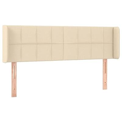 Hoofdbord met randen 147x16x78/88 cm stof crèmekleurig