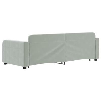 Slaapbank met onderschuifbed 80x200 cm fluweel lichtgrijs