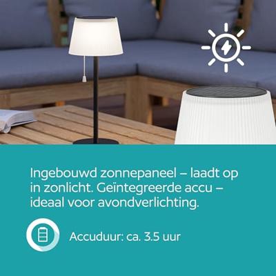 Eglo TafellampScordiano zwart met wit solar - 901898