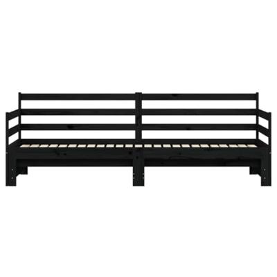 Slaapbank met onderschuifbed 90x200 cm massief grenenhout zwart