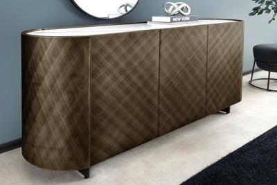 Design Dressoir REFLECTION 150cm wit keramiek marmer brons 3D effect geborstelde afwerking - 46502