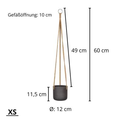 Rough Eco-line hangende bloempot XS 12x12 cm Charlie zwart