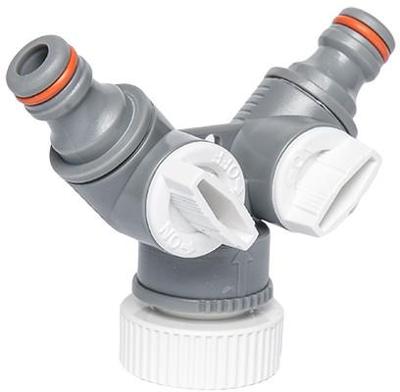 Waterverdeler 2-weg met afsluiters - 3/4 - 1 binnendraad - standaard