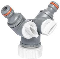 Waterverdeler 2-weg met afsluiters - 3/4 - 1 binnendraad - standaard - thumbnail