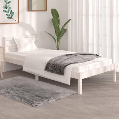 Bedframe massief grenenhout wit 90x190 cm