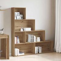 Boekenkast 157x24x160 cm bewerkt hout artisanaal eikenkleur - thumbnail