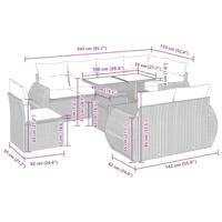 9-delige Loungeset met kussens poly rattan zwart - thumbnail