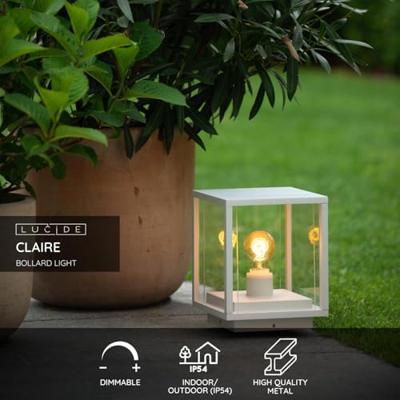 Lucide CLAIRE - Sokkellamp - 1xE27 - IP54 - Wit