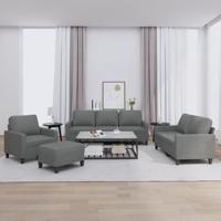 4-delige Loungeset met kussens stof donkergrijs - thumbnail