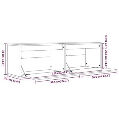 Wandkasten 2 st 60x30x35 cm massief grenenhout