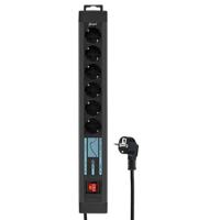 REV 0015663513 Stekkerdoos met schakelaar 6-voudig Antraciet, Zwart Randaarde stekker 1 stuk(s) - thumbnail