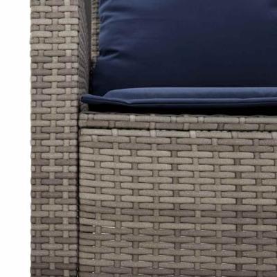 6-delige Loungeset met kussens poly rattan grijs