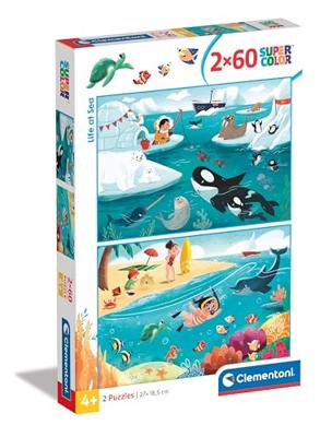 Clementoni legpuzzel super color life at sea, 2x60st.