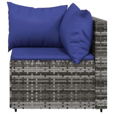 Tuinhoekbanken met kussens 2 st poly rattan grijs - thumbnail