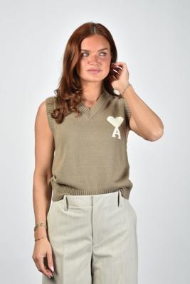 Ami Paris trui UKS860.KN0156 beige taupe/ecru