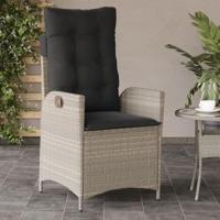 Tuinstoelen 2 st verstelbaar met kussens poly rattan lichtgrijs - thumbnail