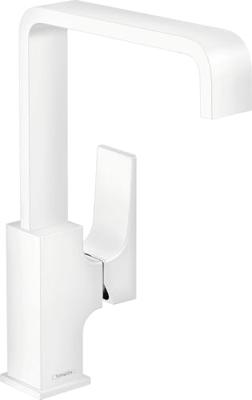 Hansgrohe Wastafelmengkraan Metropol Eengreeps 230 met Rechte Greep en Push-Open Afvoer Mat Wit
