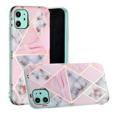 For iPhone 11 Hot Stamping Geometric Marble IMD Craft TPU Protective Case(Rhombus)