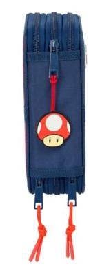 Schooletui met Accessoires Super Mario Trick Rood Donkerblauw 12,5 x 19,5 x 5,5 cm 37 Onderdelen