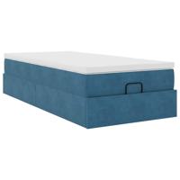 Ottoman bed met matras 80x200cm fluweel donkerblauw - thumbnail