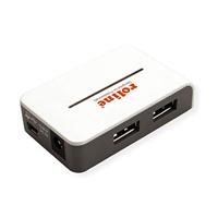 ROLINE USB 2.0 Hub, Black and White, 4 poorts, met voeding - thumbnail