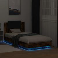 Bedframe met hoofdbord en LED gerookt eikenkleurig 90x200 cm - thumbnail