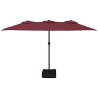 VidaXL Parasol dubbel dak met led 449x245 cm bordeauxrood - thumbnail