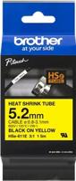 Brother HSE611E Labeltape krimpkous Tapekleur: Geel Tekstkleur: Zwart 5.2 mm 1.5 m - thumbnail