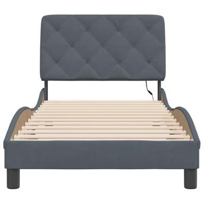 Bedframe met LED-verlichting fluweel donkergrijs 90x190 cm - thumbnail