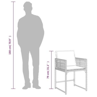 Tuinstoelen 4 st met kussens poly rattan grijs - thumbnail