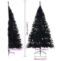 VidaXL Kunstmatig voorverlicht kerstboom met 300 led zwart 180 cm pvc - thumbnail