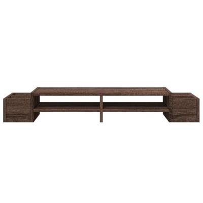 Monitorstandaard met opbergruimte 100x27x15 cm hout bruin eiken Monitorstandaard met opbergruimte 100x27x15 cm hout bruin eiken