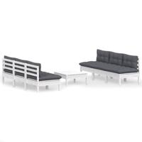7-delige Loungeset met antracietkleurige kussens grenenhout - thumbnail