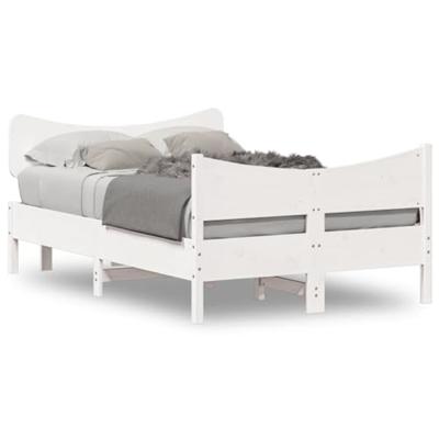 Bedframe zonder matras massief grenenhout wit 120x190 cm