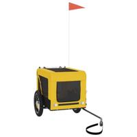 Hondenfietstrailer oxford stof en ijzer geel en zwart - thumbnail