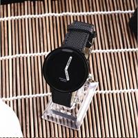 Eenvoudige stijl ronde Dial matte lederen band quartz horloge voor mannen/vrouwen (zwart) - thumbnail
