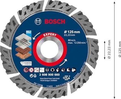 Bosch Accessoires EXPERT MultiMaterial diamantdoorslijpschijf 125 x 22 |23 x 2 |2 x 12 mm - 2608900660