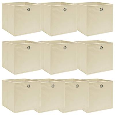 VidaXL Opbergboxen 10 st 32x32x32 cm stof crèmekleurig VidaXL Opbergboxen 10 st 32x32x32 cm stof crèmekleurig