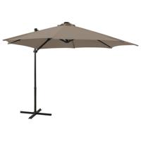 VidaXL Zweefparasol met paal en led-verlichting 300 cm taupe - thumbnail