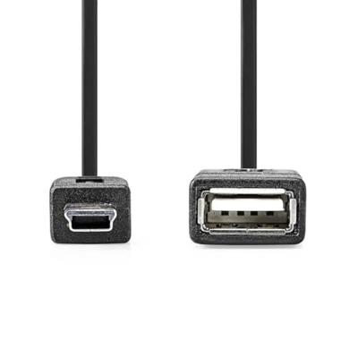 Nedis USB-Adapter | USB 2.0 | Mini 5-Pin Male | USB-A Female | 480 Mbps | OTG | 0.20 m | Rond | Vernikkeld | Zwart | Doos - CCGB60315BK02