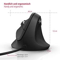 Hama Ergonomische muis USB Optisch Zwart 6 Toetsen 1000 dpi, 1400 dpi, 1800 dpi Ergonomisch - thumbnail