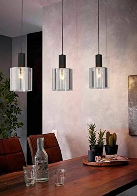 Eglo Smoke glazen hanglampGorosiba 3-lichts zwart met smoke glas - 98753