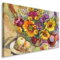 Schilderij - Stilleven met boeket (print op canvas), premium print - thumbnail